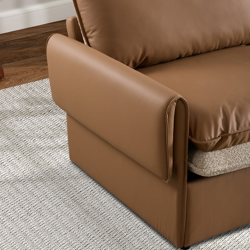 Fauteuil d'appoint rembourré l 41,1 po, Similicuir orange foncé