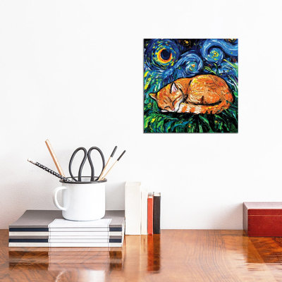 Orange Tabby Night by Aja Trier - Wrapped Canvas Painting