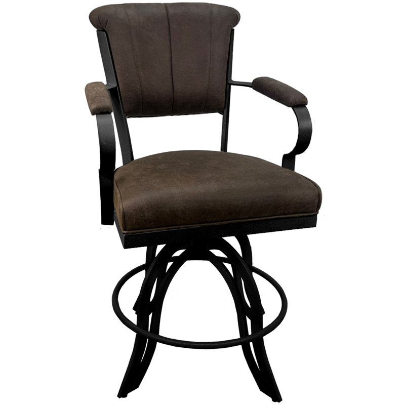 Tabouret de bar rotatif Racégal, Tabouret de comptoir (siège d'une hauteur de 26 p, Noir, Whisky