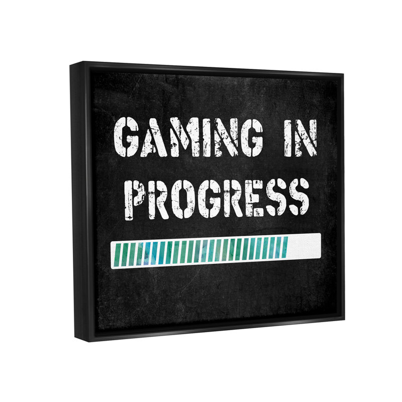 «Gaming In Progress», barre encadrée sur toile par CAD Design, H 25 po x l 31 po x P 1,7 po, Cadre flottant noir de jais