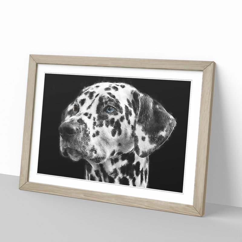 Dalmatian Dog - Picture Frame Painting, 27cm H x 36cm W x 2cm D, Oak Framed