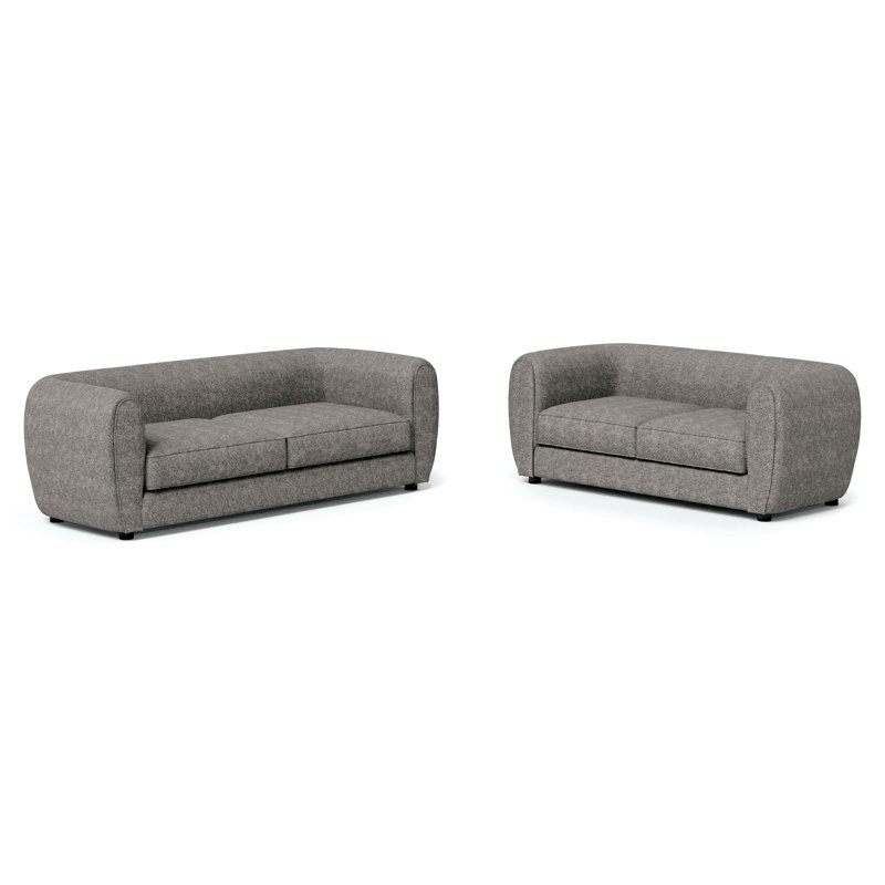 Ensemble de salon Celal, Gris, 2 pièces: causeuse, canapé