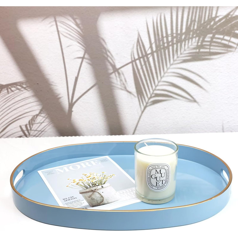 Blue Oval Plastic Serving Tray