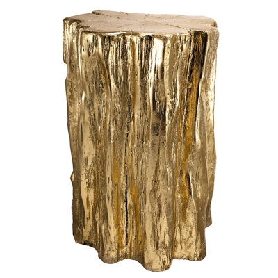 13.5X13x20" Magnesium Golden Tree Trunk Stool In Antique Gold, And Versatile, Enhances Ambiance Of Living Room, Office, Bedroom Stool, Gold Finish, Functional, Ideal For Use