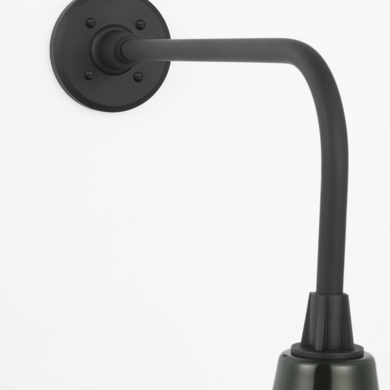Thomas O'Brien, "Academy 20" Rex Barn Light in Matte Black with 12.5" Green Bowers Shade, Green, 19.5" H x 12.5" W x 26.25" D