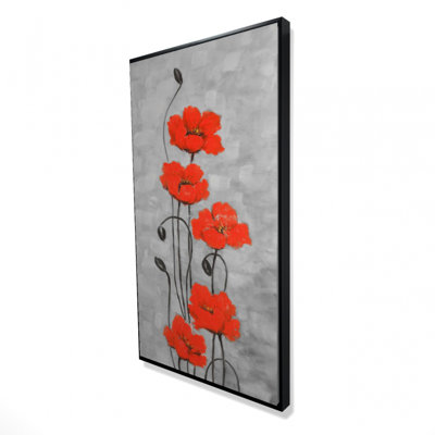 Big Red Flowers Print On Canvas