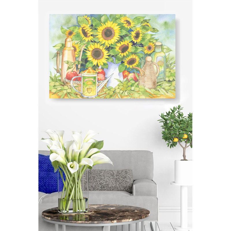 Tournesol aquarelle, jaune, vert, floral, H 16 po x l 24 po x P 1,5 po