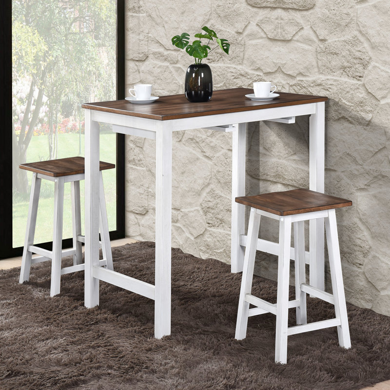 Tabouret suspendu 3 pièces facile à nettoyer pour les petits espaces, Chêne foncé antique