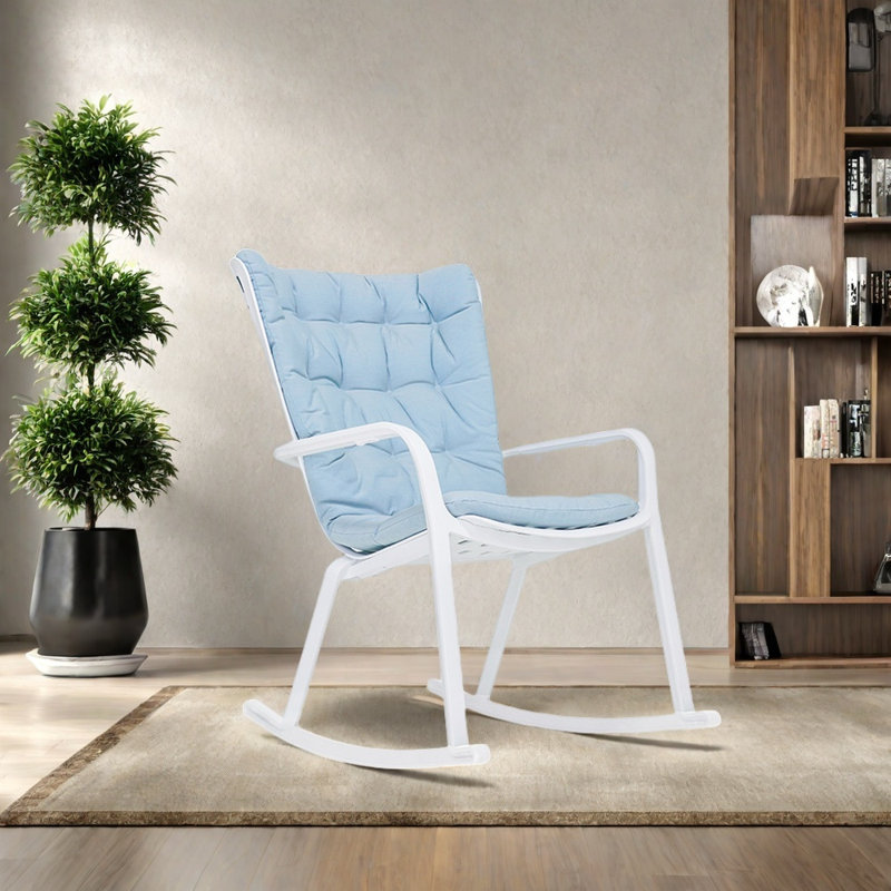 Chaise de loisirs ergonomique et écologique, Bleu, Blanc