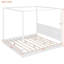 King Size Wood LED Canopy Bed ,Canopy Platform Bed With Support Slats, No Box Spring Needed, White