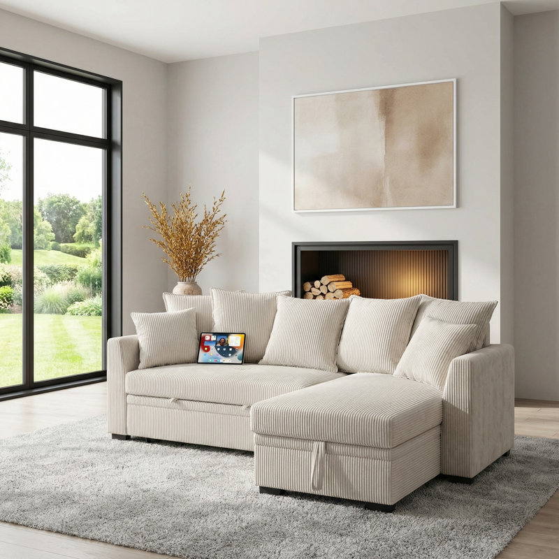Canapé modulaire convertible 82 po Corduroy