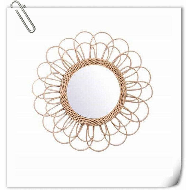 Miroir suspendu - Miroir mural en rotin tournesol, miroir de maquillage pour salle de bain Boho