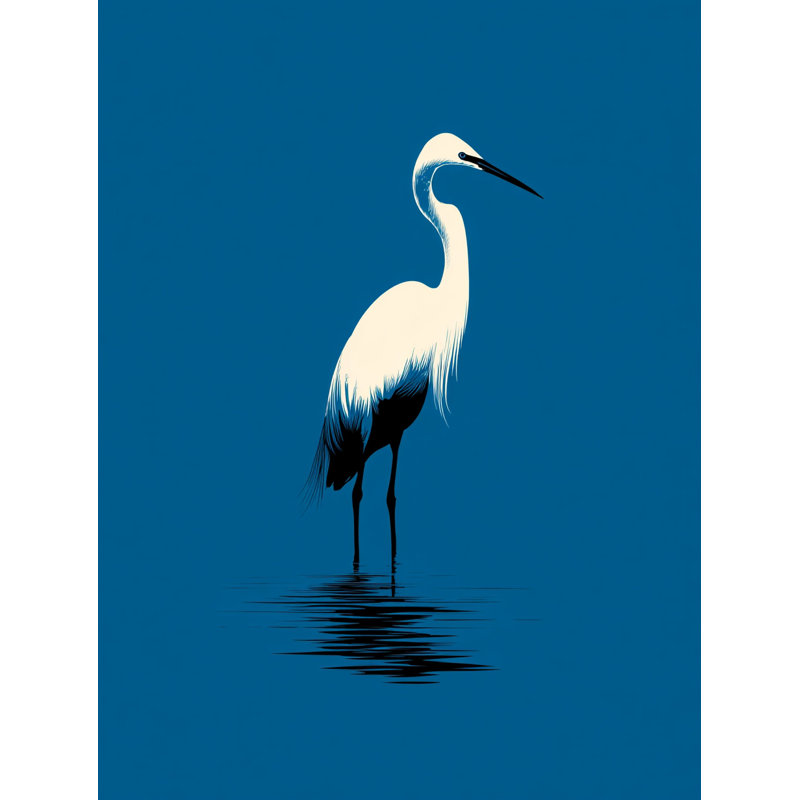 "Blue Horizon" aigrette, art mural sur toile tendue, H 24 po x l 16 po