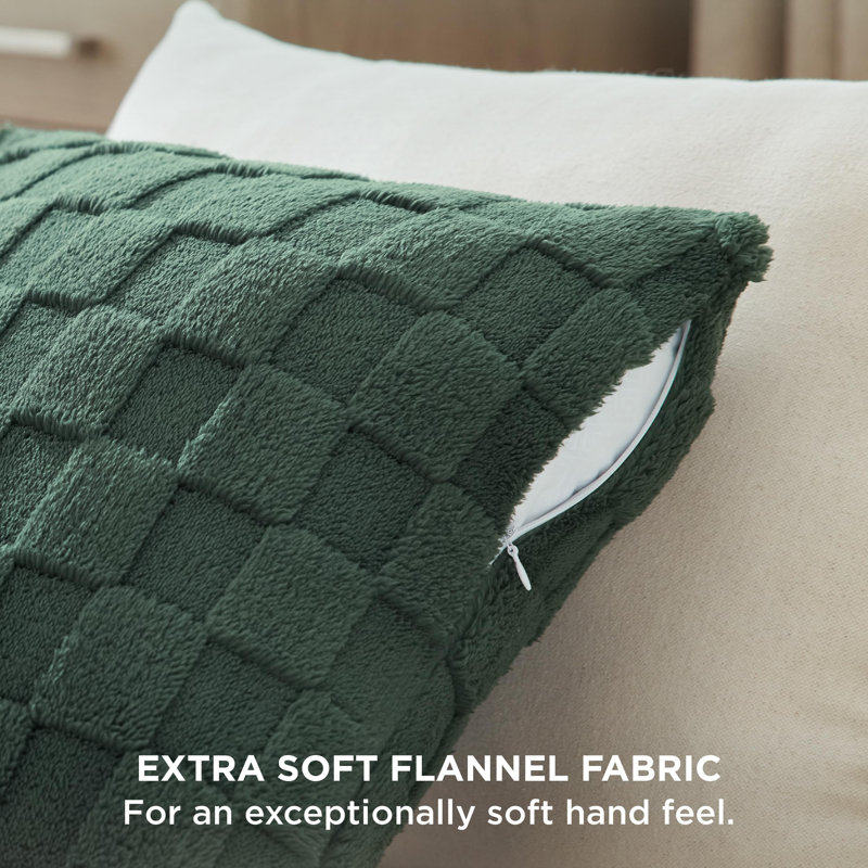 Bedsure Checkered Throw Pillow Covers, Mallard Green