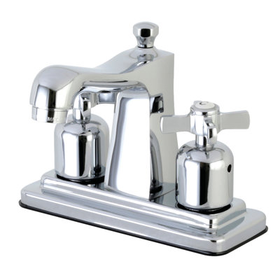 Kingston Brass Millennium Two-Handle 3-Hole Deck Mount 4" Centerset Bathroom Faucet with Plastic Pop-Up