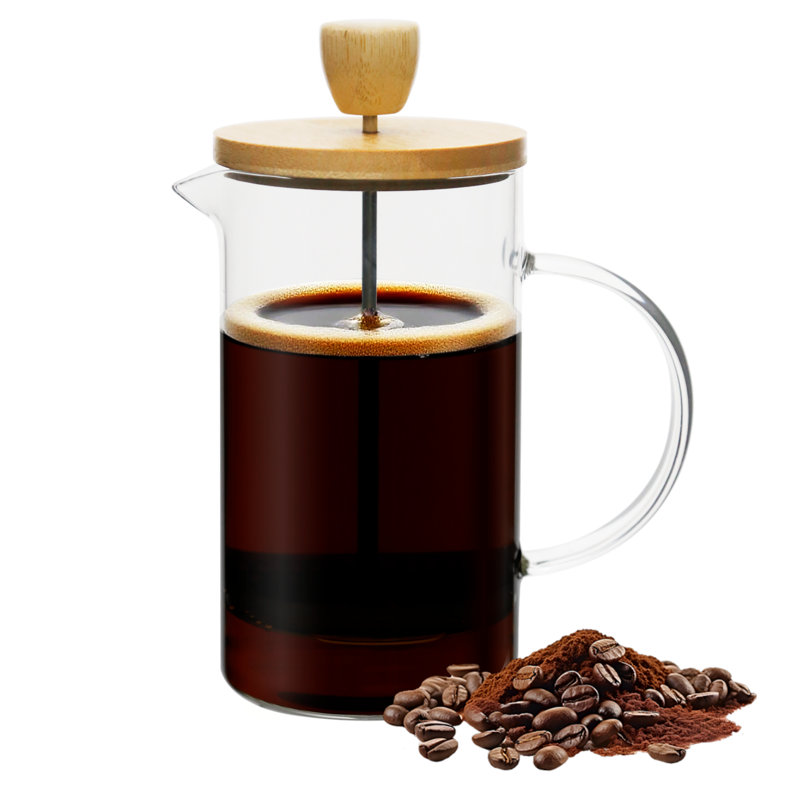 Glass French Press Coffer Maker with Bamboo Lid, 20 oz