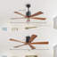 Ventilateur de plafond 52 pouces noir mat sans lumière - pales en bois de noyer, télécommande, moteur à courant continu réversible
