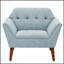 Fauteuil lounge capitonné en polyester bleu pâle à 4 pieds, idéal pour lire et se détendre dans n'importe quelle pièce.-51900709