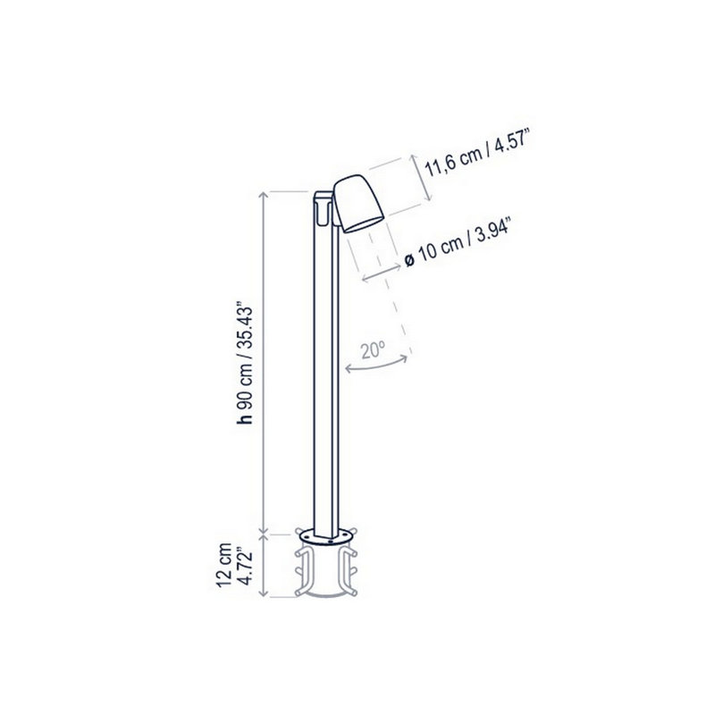 Borne d'éclairage DEL Nut, Brun graphite, H 35,43 po x l 6,89 po x P 6,89 po