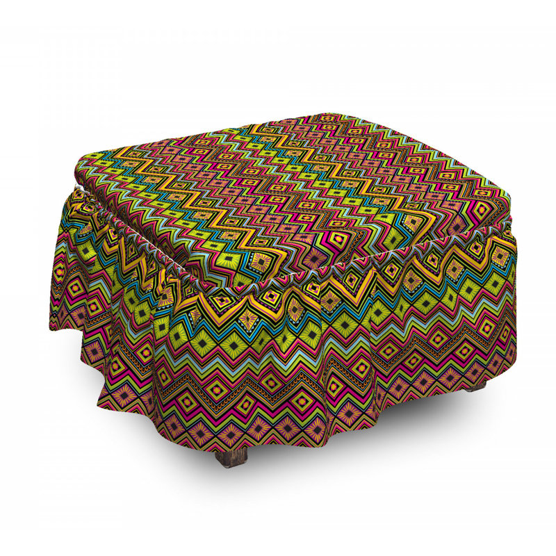 Housse pour repose-pieds de motif en zigzag mexicain