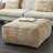 Sharita Gray Leather Low Profile Square Stuffed Pouf with Patchwork Design-1916222229
