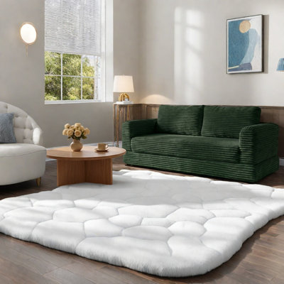 Canapés convertibles à compression, velours côtelé vert 55 pouces, maison moderne compacte