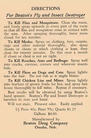 Instructions for Beaton's Fly and Insect Destroyer - Reproduction d'art textuel, H 66 po x l 44 po