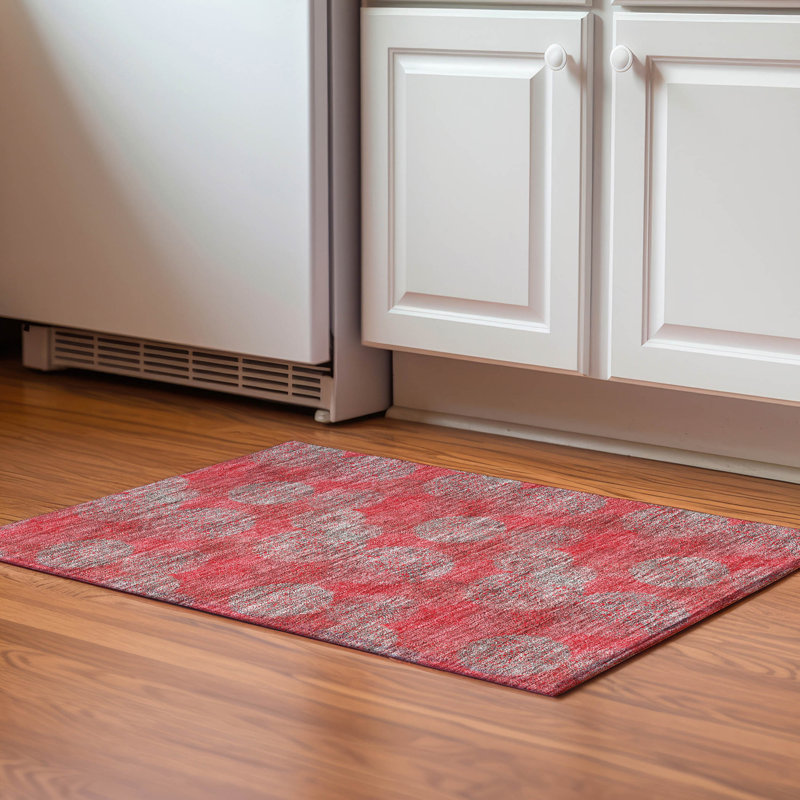Tapis rouge Prisco lavable à la machine de qualité supérieure, Rectangle 1 pi 8 po x 2 pi 6 po