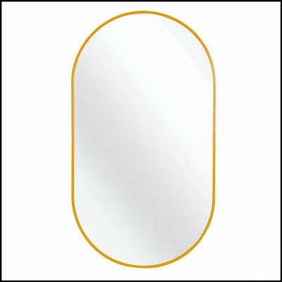Miroir ovale en métal de 20 po x 28 po avec film incassable et cadre en aluminium durable, pour les intérieurs modernes