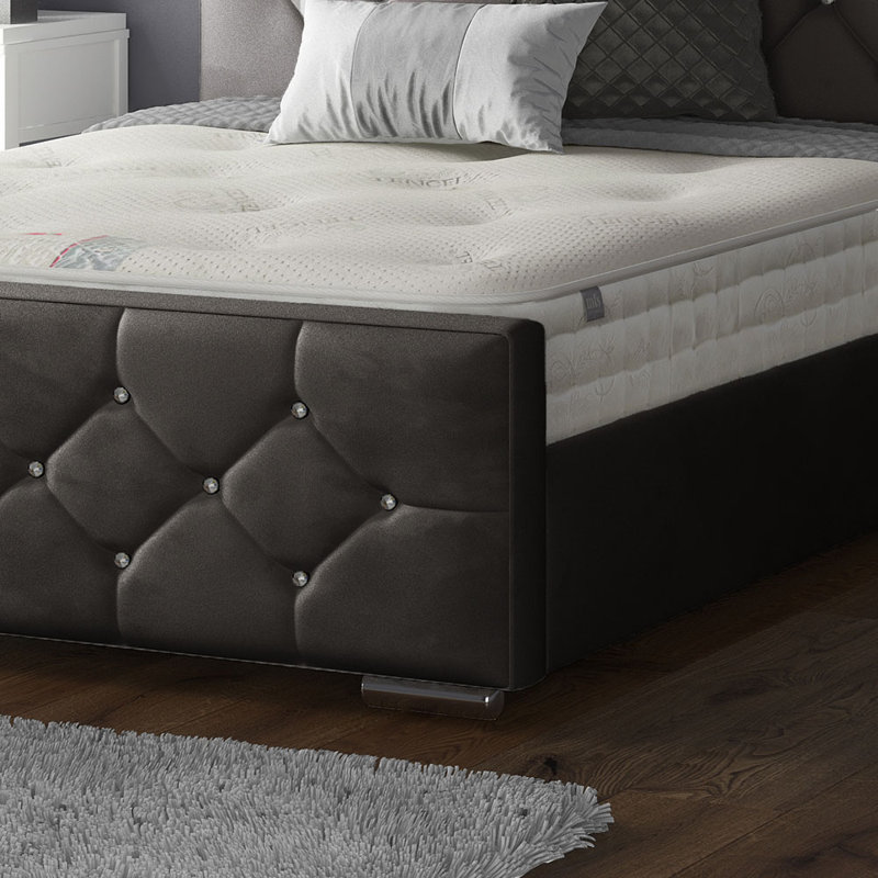 Chen Upholstered Bed, Charcoal, Double (4'6)
