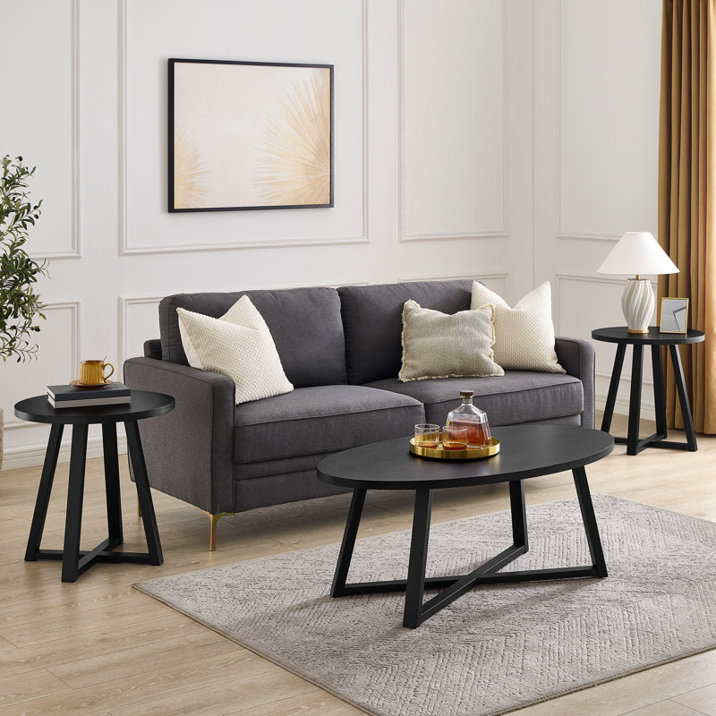 Ensemble de tables basses 3 pièces Modern Harmony, Noir