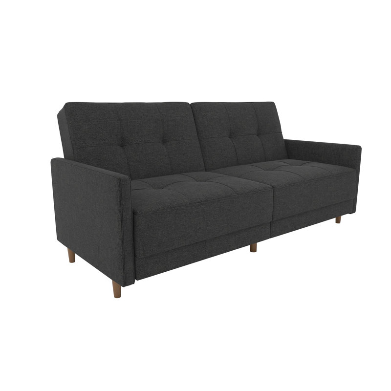 Besnard Twin 76 " Upholstered Convertible Sofa, Gray Polyester Blend