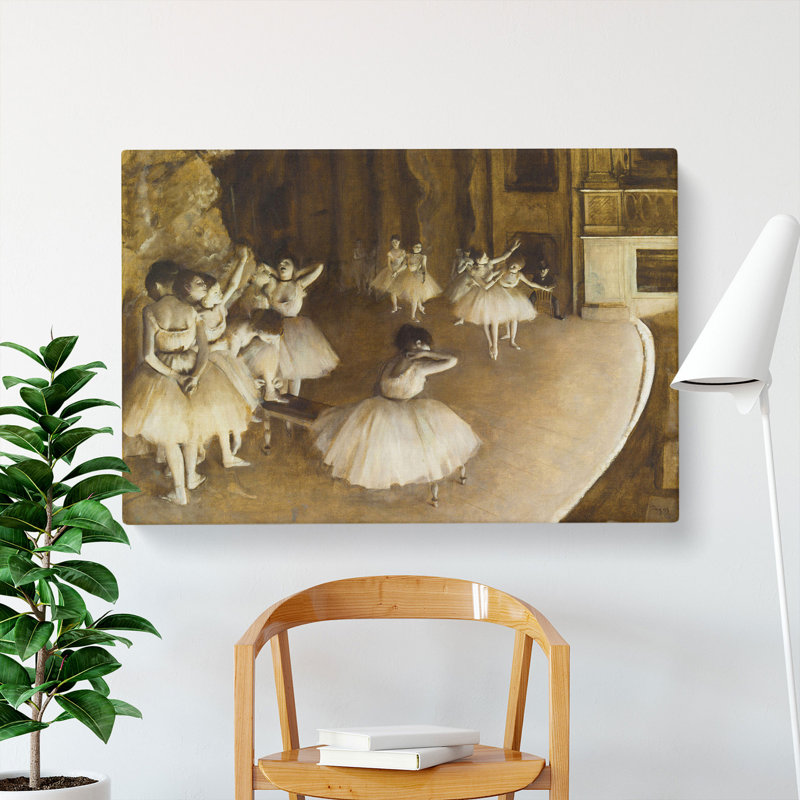 Ballet Rehearsal On Stage by Edgar Degas - Wrapped Canvas Painting, 35cm H x 50cm W x 3cm D