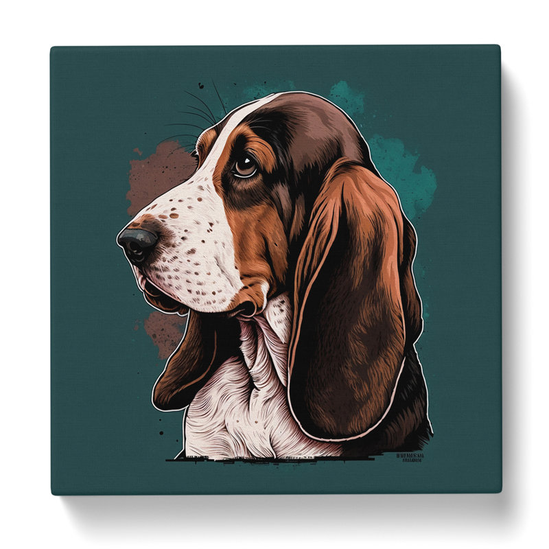 Basset Hound Retro - Wrapped Canvas, 35cm H x 35cm W x 3cm D