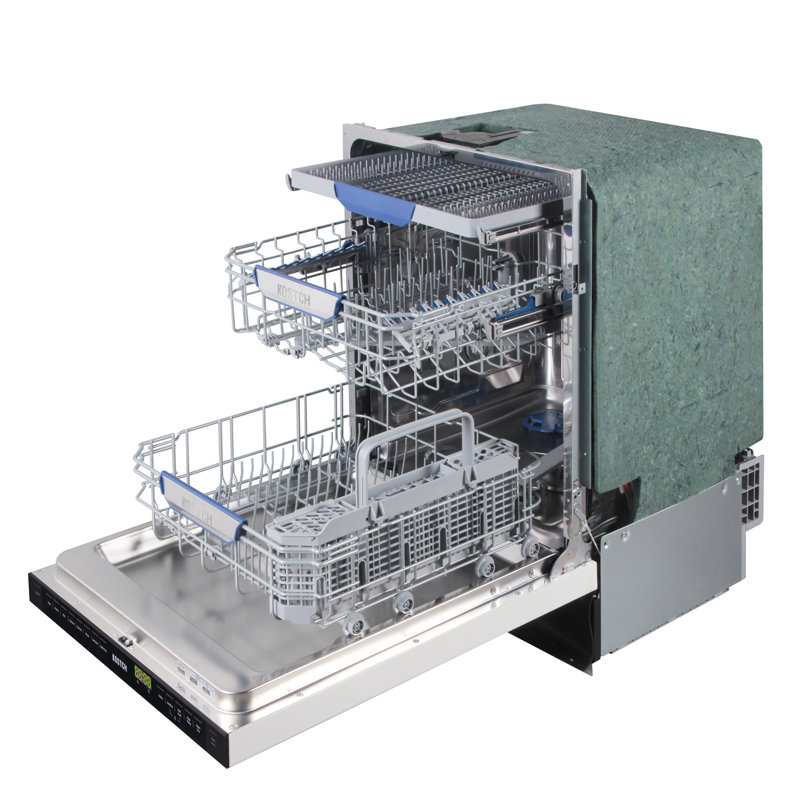 KOSTCH 24 Inch Top Control Built-in Dishwasher with Third Rack, 15 Place Settings Energy Star Certified, 45-dBA, White, White