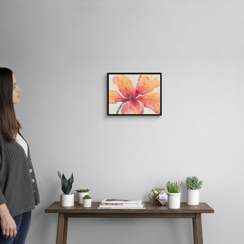 Art mural sur toile Blooming Hibiscus, Toile avec cadre noir, H 11 po x l 14 po x P 1,75 po