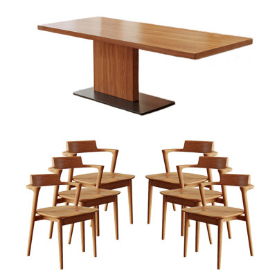 Solid wood ash dining table set