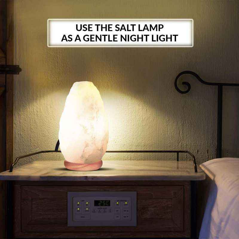Bartley HG White Salt Crystal Lamp with Neem Wooden Base 5-7 lbs.