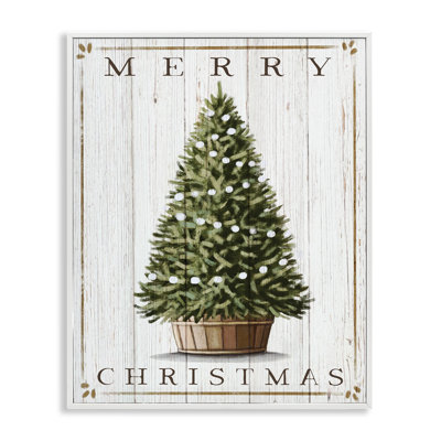 Motif rustique «Merry Christmas Country Farm Tree» par Elizabeth Tyndall - impression