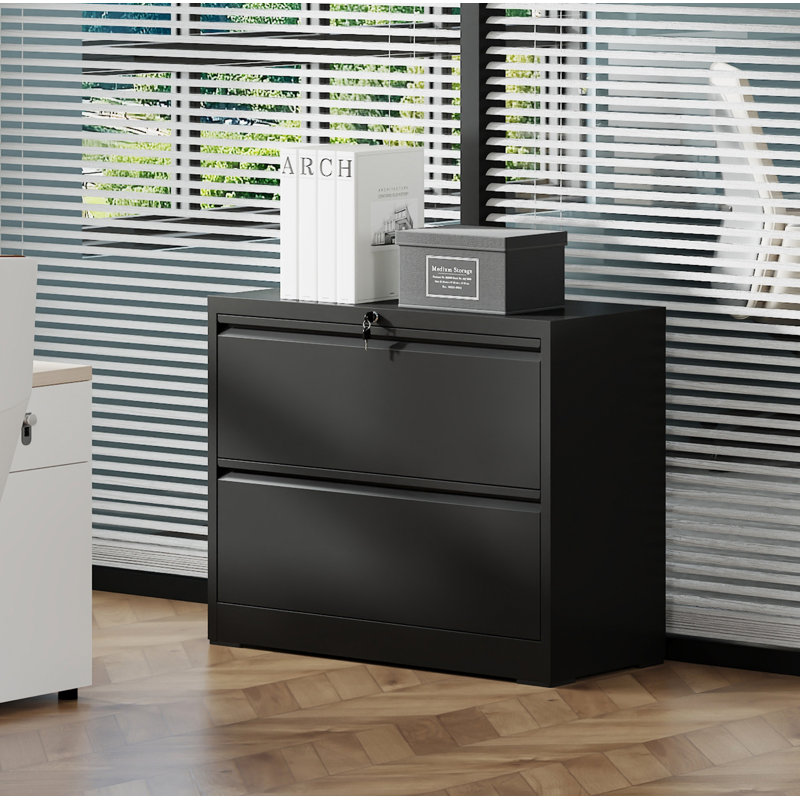 2 Drawer Lateral File Cabinet with Lock,Tall Heavy-Duty Metal Filing Cabinet for Home Office, Space-Saving Wide Storage for Letter/Legal/A4/F4, Quiet Full-Extension Slides