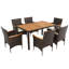 Ensemble de salle à manger d'extérieur 7 pièces, ensemble de table et chaises de jardin en osier de rotin PE, plateau de table en bois d'acacia, chaises avec accoudoirs empilables avec coussins (ensemble de salle à manger)-741817056-741816863