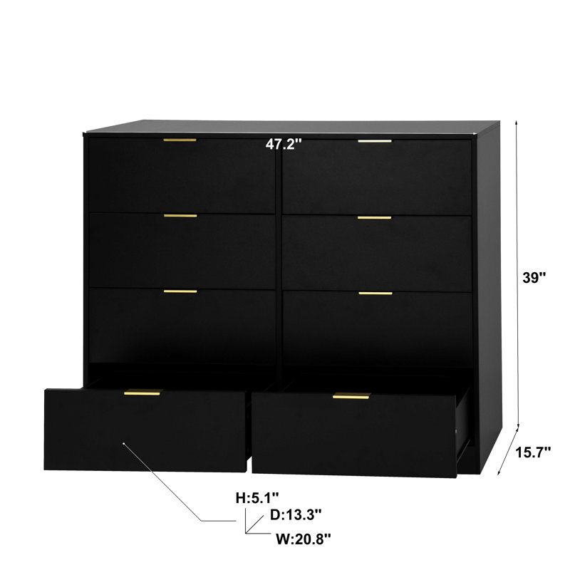 Commode 8 tiroirs pour chambre à coucher, commode de chambre moderne en bois, commode 8 tiroirs, commode haute pour placard, organisateur de commode pour le salon, le placard, le couloir
