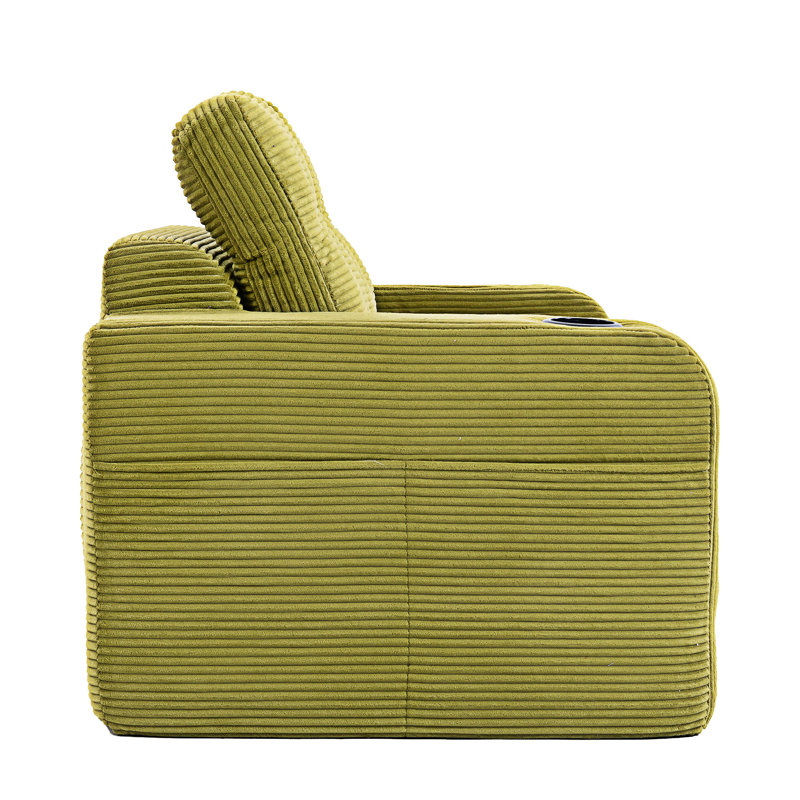 Canapé-lit convertible pliable avec oreillers, Velours côtelé olive