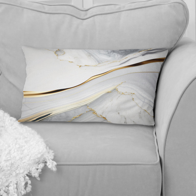 Abstract Geode Waves Grey IV - coussin imprimé, H 12 po x l 20 po