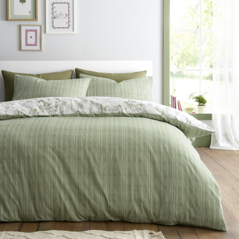 Woodland Toile Cotton Blend Geometric Duvet Cover Set, Single Bed (140 x200 cm)