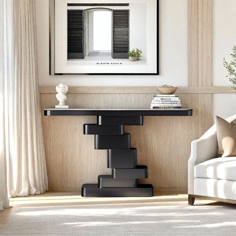 Console Modern Minimalist Luxury Art, H 33,46 po x l 55,12 po x P 13,78 po, Noir