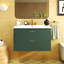 Meuble-lavabo mural 30 po avec lavabo en résine, armoire de rangement flottante avec 2 tiroirs, armoire de salle de bain en bois massif