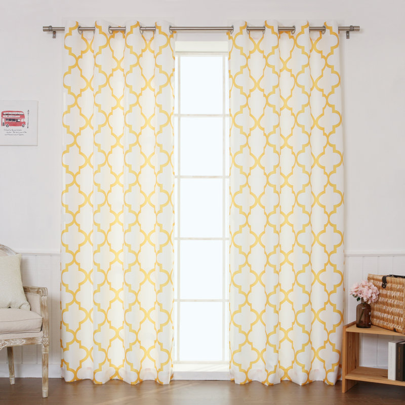 Panneaux de rideaux géométriques à œillets Rotteck, Jaune, l 52 po x L 84 po