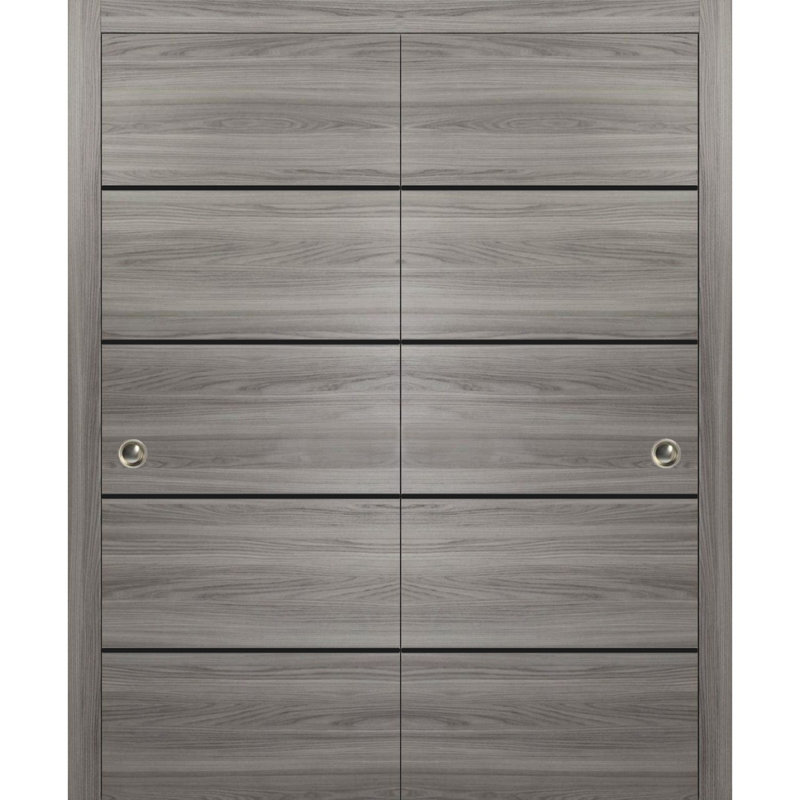 Porte de grange en bois massif massif, Frêne gingembre, 72 po x 80 po