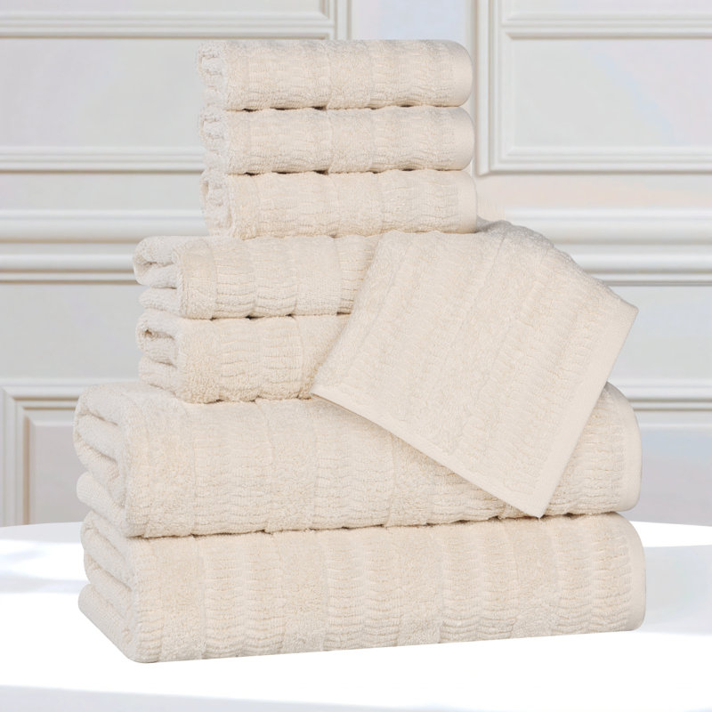 Ensemble de serviettes 8 pièces Mika Smart Twist Viscose, Ivoire ivoire